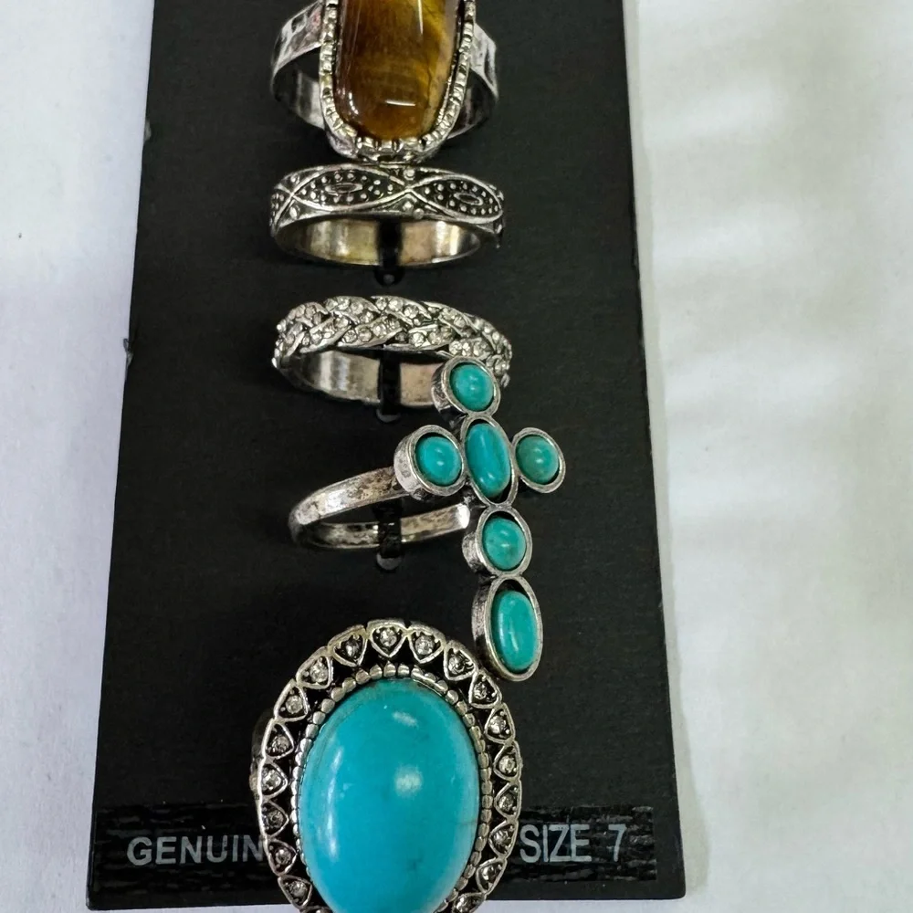Shyanne Silver and Turquoise Ring Collection - Picture 3 of 3